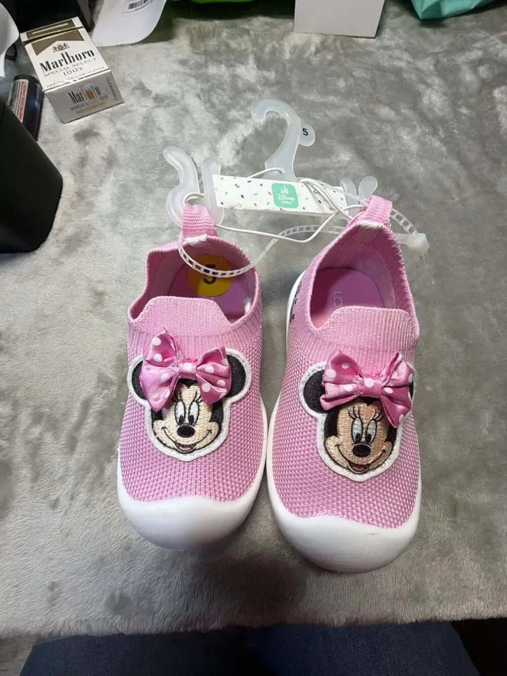 Disney Baby Minnie Mouse Pink Knit Slip-On Toddler Sneakers